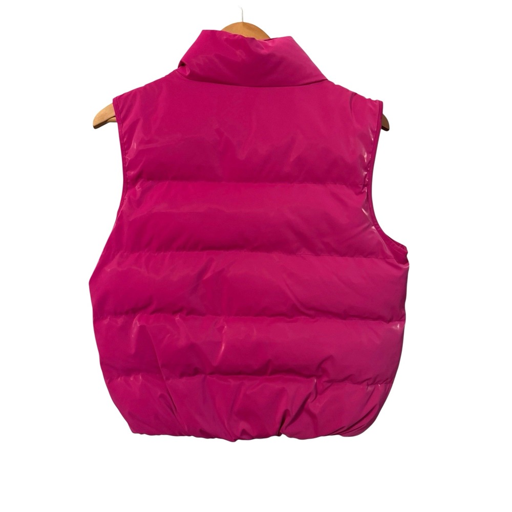 Glossy Pink Puffer Vest Womens Size S Quilted Shiny‎ Zip Up Bratz Y2k Gorpcore - Picture 4 of 10